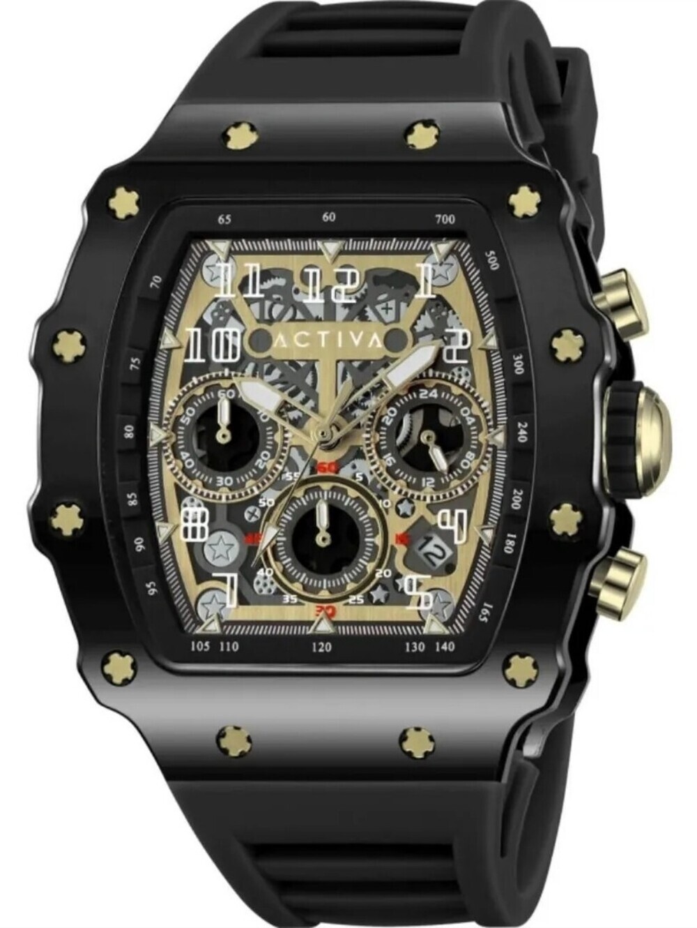 NWT Activa Fury X Invicta Men's Watch w/ Skeleton Dial 44.3mm, Black ACW2305-026